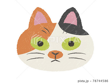 ぶさかわミケ猫の手描きテクスチャ付きアイコン 78744586