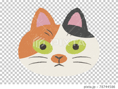 ぶさかわミケ猫の手描きテクスチャ付きアイコン 78744586