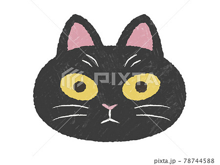 ぶさかわ黒猫の手描きテクスチャ付きアイコンのイラスト素材