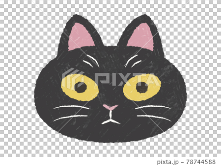 ぶさかわ黒猫の手描きテクスチャ付きアイコンのイラスト素材