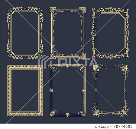 Collection Frames Golden Color Isolated on Black 78744600