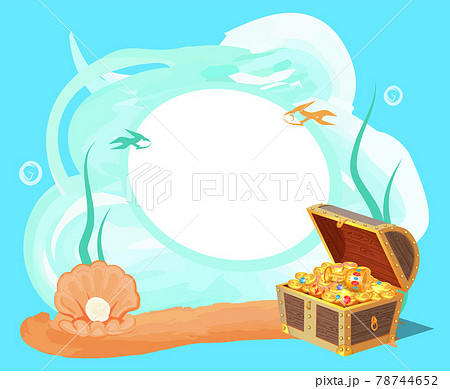 Sea and Treasures Poster, Vector Illustration 78744652