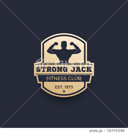 Fitness club logo, vector emblem with strong man Fitness club logo, vector emblem with strong man 78745096