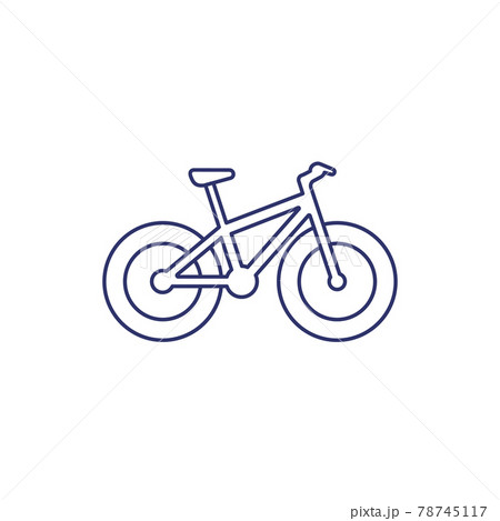 Fat-bike icon, snow bicycle line vector on white Fat-bike icon, snow bicycle line vector on white 78745117