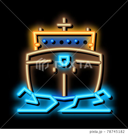 icebreaker ship neon glow icon illustration 78745182