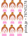 おだんご髪型の女の子イラスト　表情9セット 78745278