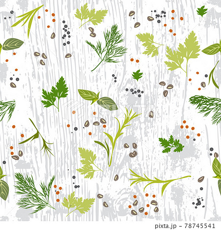 Seamless pattern Spices on an old Board 78745541