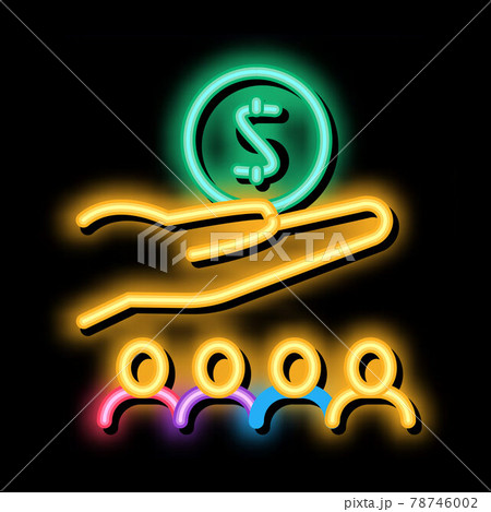 hand holding money above human neon glow icon illustration 78746002