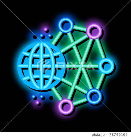 worldwide network machine learning neon glow icon illustration worldwide network machine learning neon glow icon illustration 78746165