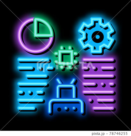 robot machine learning neon glow icon illustration 78746255
