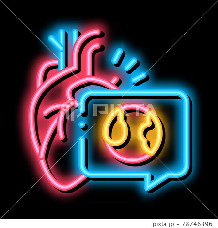 heart atherosclerosis neon glow icon illustration heart atherosclerosis neon glow icon illustration 78746396