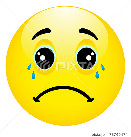 A sad and cute smile with tears in his eyes. A vector illustration 78746474