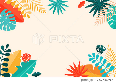 Simple Tropical Palm and Motstera Leaves Natural Background. Vector Illustration Simple Tropical Palm and Motstera Leaves Natural Background. Vector Illustration 78746797