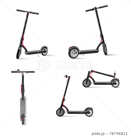 Black electric kick scooter on white background realistic vector illustration. 78746821