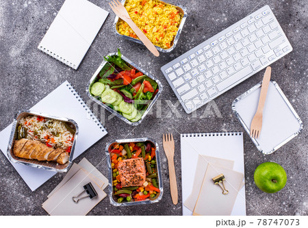 Lunch time in office. Food delivery 78747073