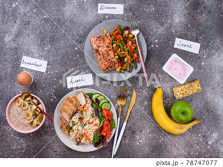 Healthy balanced menu for day 78747077