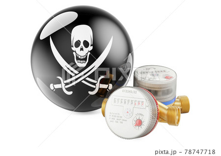 Water meters with pirate flag. 3D rendering 78747718