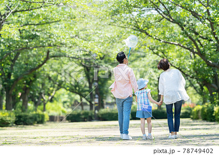 親子 夏休み 虫取り 子供 78749402