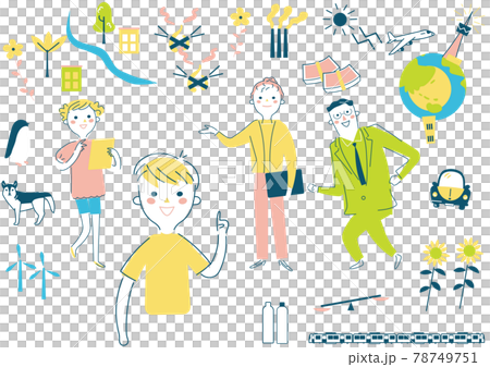 SDGsについて学ぶ子どもたち イラスト素材 SDGsについて学ぶ子どもたち イラスト素材 78749751