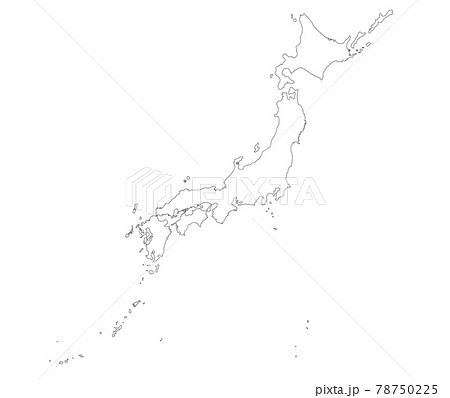 詳細な白抜きの日本地図のイラスト素材