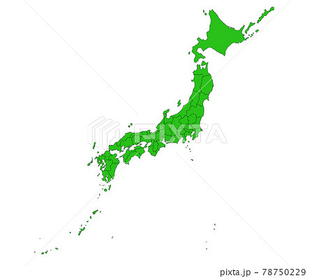 詳細な日本地図の県境 緑 のイラスト素材 78750229 Pixta