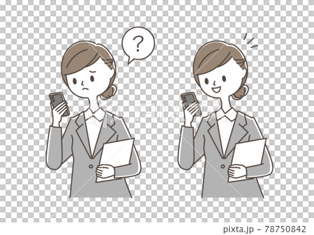 スマホを見る女性 悩む 喜ぶ 78750842