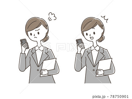 スマホを見る女性 怒り 驚き 78750901
