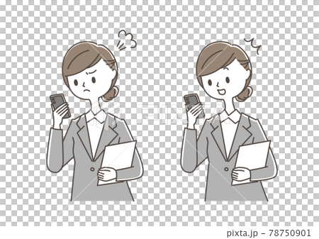 スマホを見る女性 怒り 驚き 78750901
