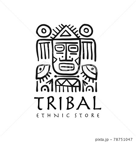 Ethnic tribal mask decor. Handmade background for your design. Tribal tatto element Ethnic tribal mask decor. Handmade background for your design. Tribal tatto element 78751047
