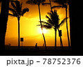 浜辺で眺める夕陽 78752376