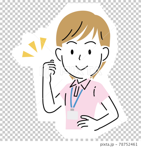 A young woman in a polo shirt with a simple touch guts pose A young woman in a polo shirt with a simple touch guts pose 78752461