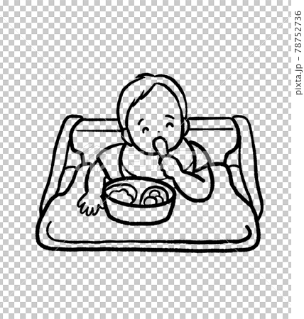 離乳食を食べる子どものイラスト 線画 離乳食を食べる子どものイラスト 線画 78752736