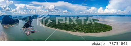 Panyee muslim floating village aerial view in Phang Nga national park in Thailand 78754641