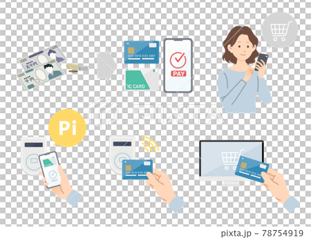 Cashless payment, electronic money, payment by smartphone 78754919