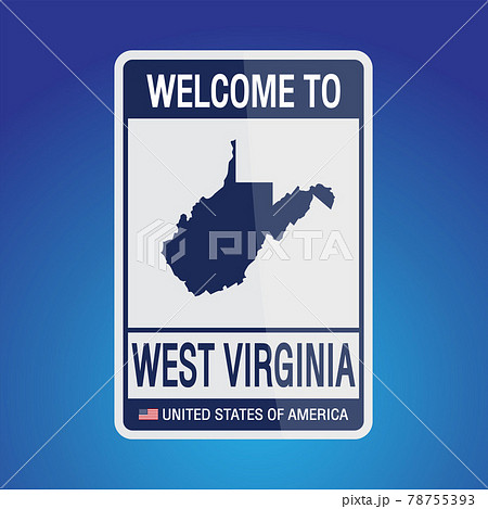The Sign United states of America with  message, West verginia and map on Blue Background vector art image illustration. 78755393