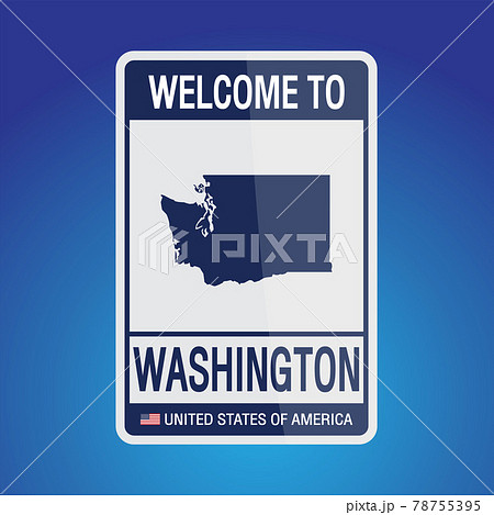 The Sign United states of America with  message, Washington and map on Blue Background vector art image illustration. 78755395
