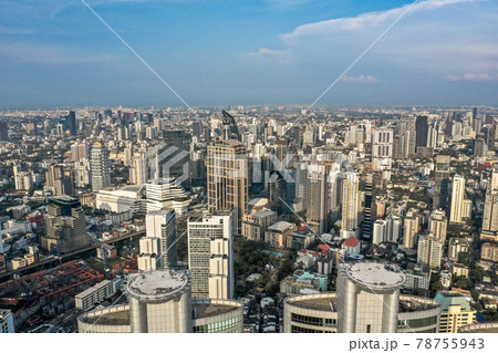 Aerial view of Bangkok Asoke, Khlong Toey during covid lockdown, Thailand Aerial view of Bangkok Asoke, Khlong Toey during covid lockdown, Thailand 78755943
