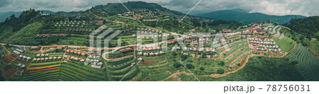 Aerial view of camping grounds and tents on Doi Mon Cham mountain in Mae Rim, Chiang Mai province Aerial view of camping grounds and tents on Doi Mon Cham mountain in Mae Rim, Chiang Mai province 78756031