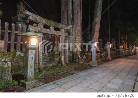 和歌山 高野山 夜の奥の院参道 和歌山 高野山 夜の奥の院参道 78756726