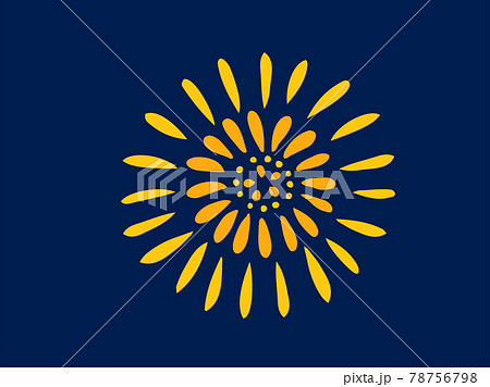 かわいい夏の夜空の打ち上げ花火 手書きイラストのイラスト素材