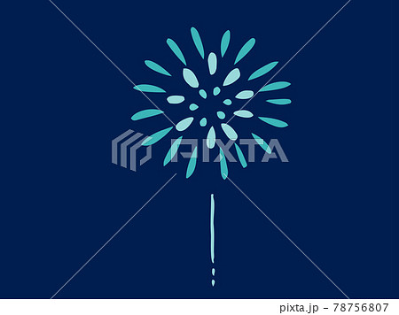 かわいい夏の夜空の打ち上げ花火 手書きイラストのイラスト素材