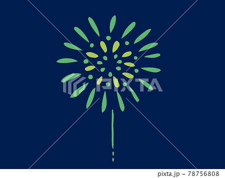 かわいい夏の夜空の打ち上げ花火 手書きイラストのイラスト素材