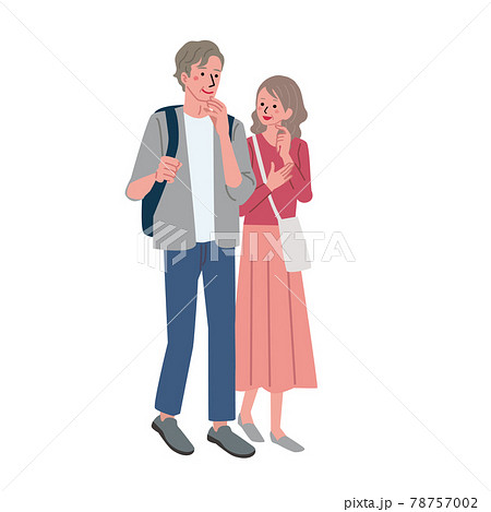 買い物をするシニアの男女のイラスト 買い物をするシニアの男女のイラスト 78757002