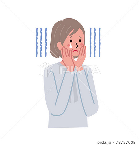 シニア女性の表情　ショックを受ける仕草　上半身のイラスト 78757008