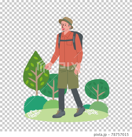 ハイキングをする中高年の男性のイラスト 78757015