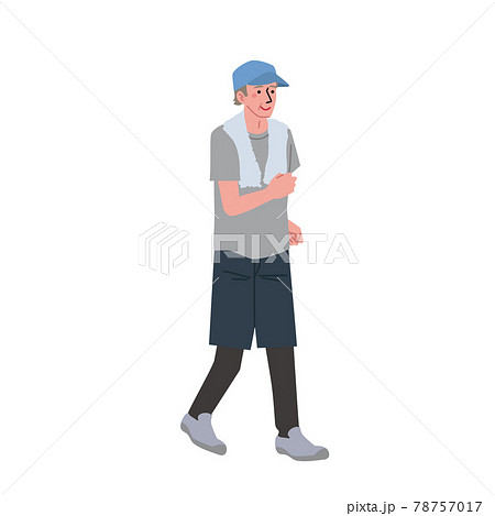 ウォーキングをするシニアの男性のイラスト 78757017