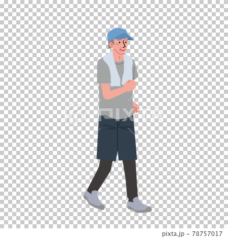 ウォーキングをするシニアの男性のイラスト 78757017