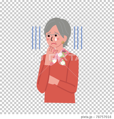 シニア女性の表情　困っている仕草　上半身のイラスト 78757018