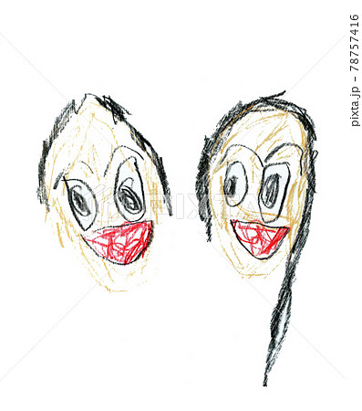 6歳の子供が描いたお父さん、お母さんの似顔絵 6歳の子供が描いたお父さん、お母さんの似顔絵 78757416