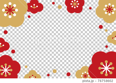 和風　梅の花のフレーム素材（横向き） 78758602